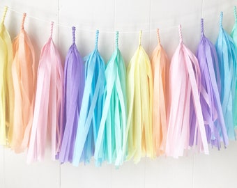 Pastel Rainbow Tassel Garland - Kids Room Decor - Room decor - Dorm Decor - Nursery Decor - Photo Prop - Rainbow Baby - Birthday - PRE-MADE