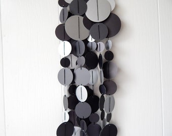 New Years Decor / Black Silver Circle Garland / Over The Hill Garland / Photo Prop
