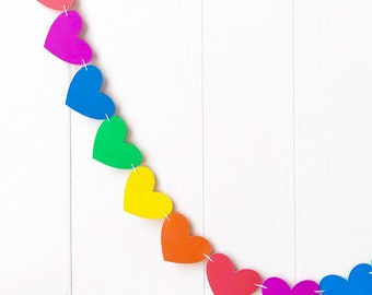 Rainbow Heart Garland - Valentines Decor - Rainbow Baby - Sale - Love Bunting - Photo Prop