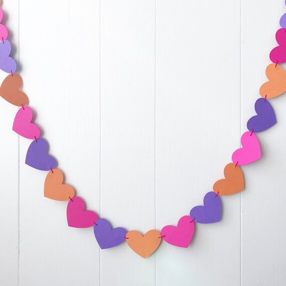 Hot Pink Orange Purple Heart Garland Wedding Decoration Etsy