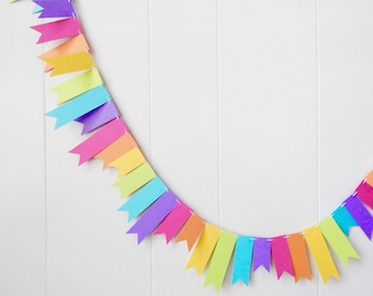Card Stock Rainbow Flag Garland - Nursery Decor - Kids Room- Classroom Decoration - Party - Birthday - Photo Prop