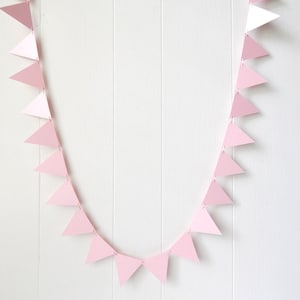 Pink Triangle Bunting / Rose Quartz Flag Garland / Adjustable Bunting / Photo Prop Shimmer Garland Metallic
