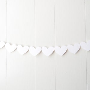 White Heart Garland / White Wedding Decoration / Love Bunting / Anniversary Decor / Photo Prop / Adjustable Hand Sewn image 2