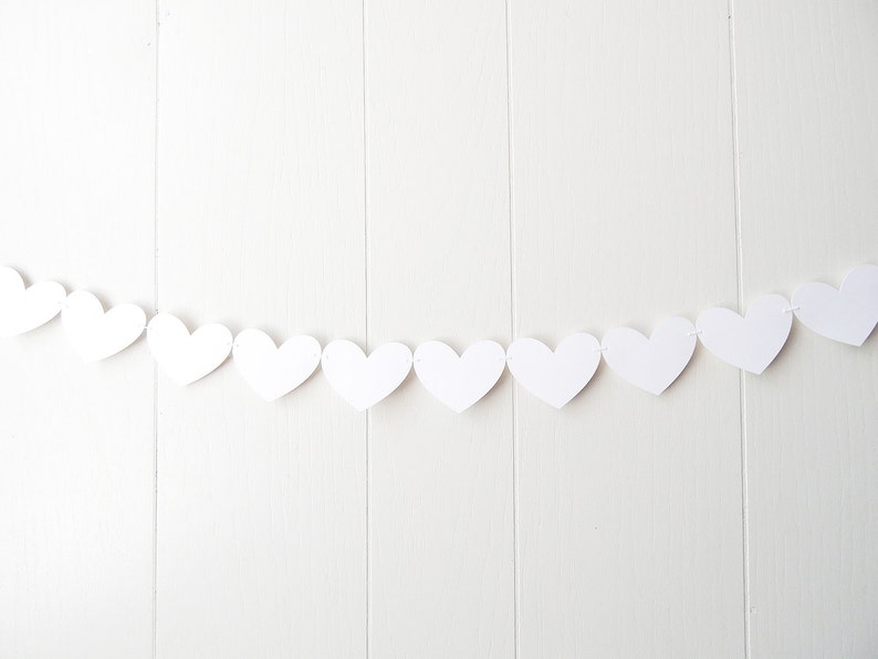 White Heart Garland / White Wedding Decoration / Love Bunting / Anniversary Decor / Photo Prop / Adjustable Hand Sewn image 2