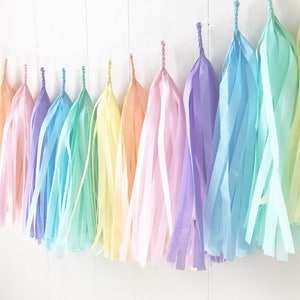 Pastel Rainbow Tassel Garland Kids Room Decor Room decor Dorm Decor Nursery Decor Photo Prop Rainbow Baby Birthday PRE-MADE image 3