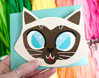 Siamese Cat Card Blank Inside Any Occasion Card
