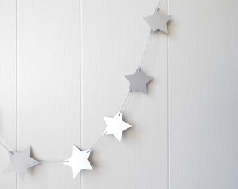 Silver Star Garland / Party Decor / Photo Prop