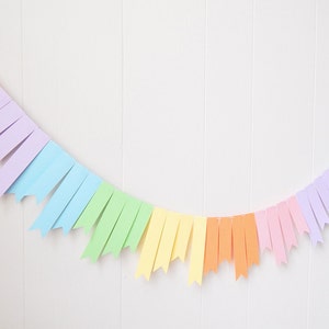 Pastel Rainbow Garland / Fringe Garland / Easter Garland / Rainbow Bunting / Easter Decor / Nursery Decor / Party Decor / Photo Prop image 2