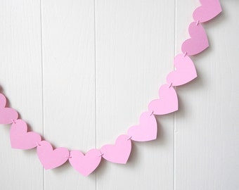 Cotton Candy Pink Heart Garland / Wedding Decoration / Love Bunting / Anniversary Decor / Photo Prop / Adjustable Hand Sewn