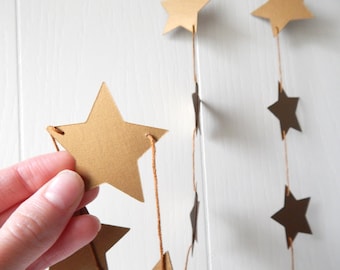 Antique Gold Star Garland / Party Decor / Photo Prop