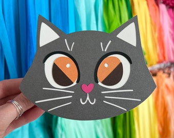 Cute Gray Cat Card Blank Inside Any Occasion Card