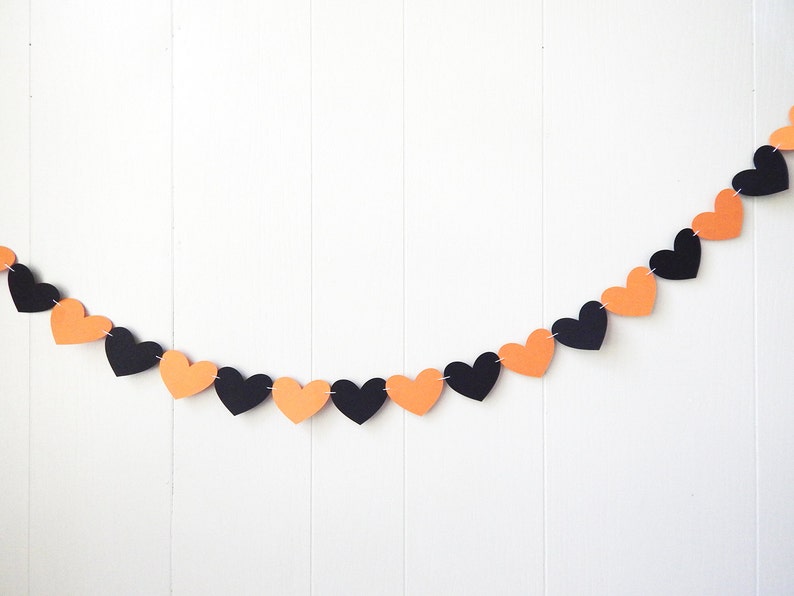 Halloween Heart Garland / Halloween Decoration / Love Bunting Etsy