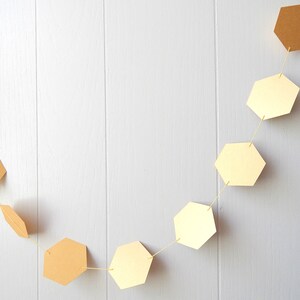 Hexagon Gold Honeycomb Garland Bunting / Geometric wall hanging / Photo Prop / Baby Shower image 2
