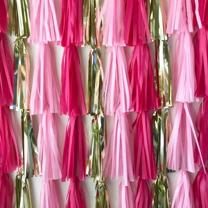 Pink and Gold Tissue Tassel Garland Wedding Decor Room decor Nursery Decor Photo Prop image 3