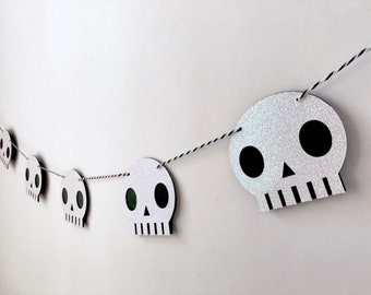 Glitter Skull Garland - Halloween Decor -Photo Prop - Bunting