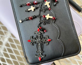 Gothic Cross Zipper Charm, Purse Charm, Keychain Charm, Planner Charm