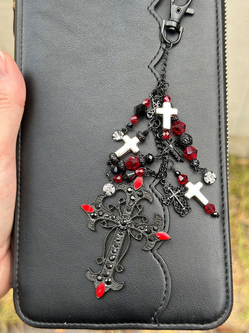 Gothic Cross Zipper Charm, Purse Charm, Keychain Charm, Planner Charm image 4