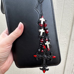 Gothic Cross Zipper Charm, Purse Charm, Keychain Charm, Planner Charm image 3