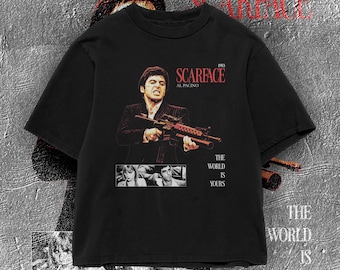 Camiseta Scarface, camiseta de película de gánsteres de los 80, estampado vintage de streetwear pirata.