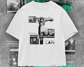 Camiseta pirata de Serial Experiments Lain, camiseta de anime cyberpunk Y2K, regalo de culto de los 90