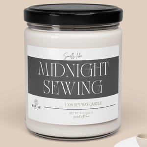 Sewing Gift Midnight Sewing Custom Candle Funny Unique Present Handmade For Sewers Seamstress Quilting For Women