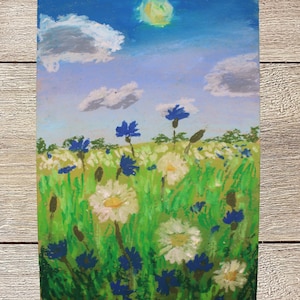 Flower Oil Pastel Painting | Art | Fine Art| Gift for her| home decor | Wall art | Birthday Gift | Fine Art | Handmade | Impressionist