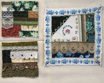 Patchwork Floral Fabric Patch Set: Upcycled Boho Cottagecore Appliqués
