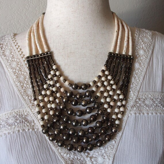 Multi-Strand Beaded Necklace: Bohemian Statement … - image 1