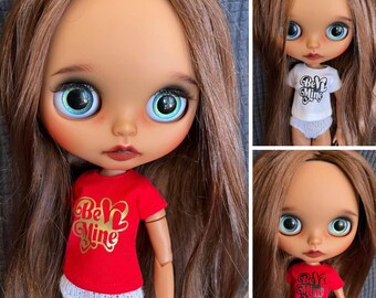 Neo Blythe  Red Black T-Shirt - Valentines Day Be Mine Herats Blythe tshirt