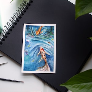 Koi Fish Pond- giclee print of an original watercolor painting