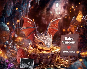Magical Dragon Pregnancy Announcement, Fantasy Gender Reveal (Digital)