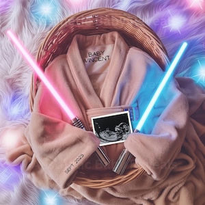 Space Wars Pregnancy Announcement, Future Galactic Baby Announcement, Star Force Social Media Gender Reveal, Editable Template Father&#39;s Day