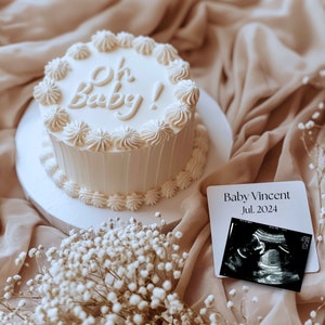 Minimalist Baby Announcement Digital, Cake Gender Neutral Baby Reveal, Oh Baby Pregnancy Announcement, Editable Template, Floral, Social Med