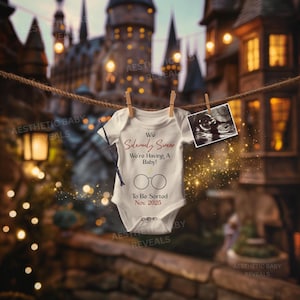 Wizard Digital Pregnancy Announcement, Magical Baby Announcement, Social Media Reveal, Little Wizard Baby on the Way, Gender Reveal Template