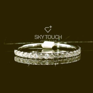 Dainty 0.25 CT Diamond Band Ring - 14K White Gold Wedding Jewelry