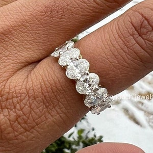 Oval Lab Grown Diamond Half Eternity Band: Vintage 6-Stone Ring