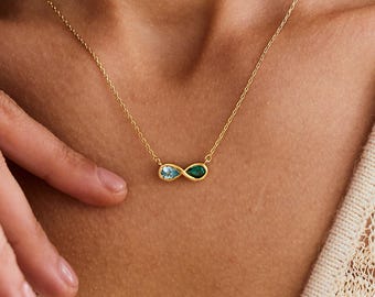 Infinity Birthstone Necklace, Custom Double Birthstone Necklace, Personalized Jewelry for her, Dainty Couple Gift, Anniversary Gift