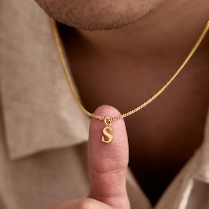 Personalized Initial Necklace, Mens Custom Letter Pendant, Gift for Him, Birthday Jewelry, Fathers Day Gift, Husband Necklace,Boyfriend Gift