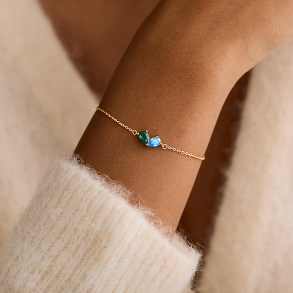 Custom Heart Birthstone Bracelet, Birthstone Bracelet, Mothers