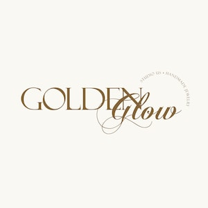 May include: Golden Glow Studio US Handmade Jewelry logo with a brown script font and the words "Golden Glow" and "Studio US Handmade Jewelry" in a circle.
