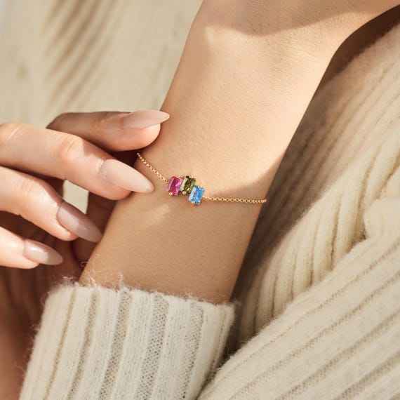 Personalized Family Birthstone Bracelet, Custom Birthstone