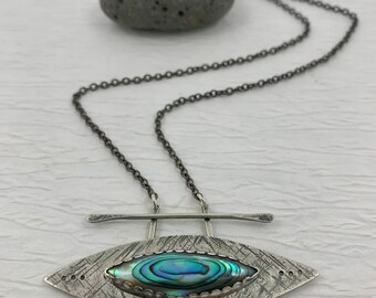Abalone and silver Kayak necklace ready to ship