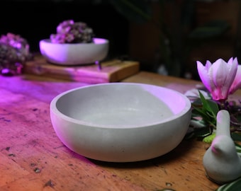Stylish concrete bowl, large solid bowl made of concrete