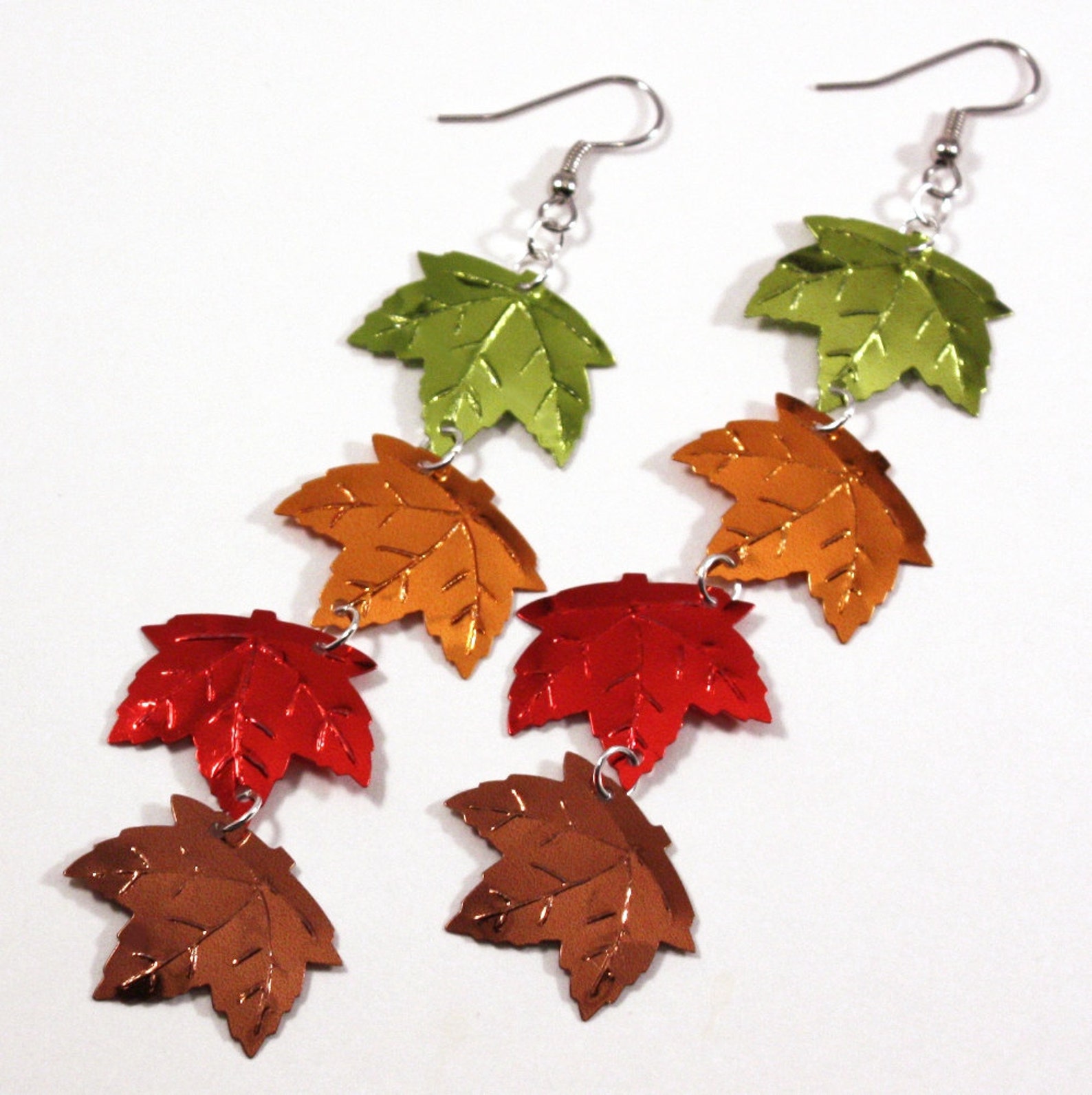 Autumn Leaf Earrings Colorful Fall Maple Leaves Dangle Plastic Etsy