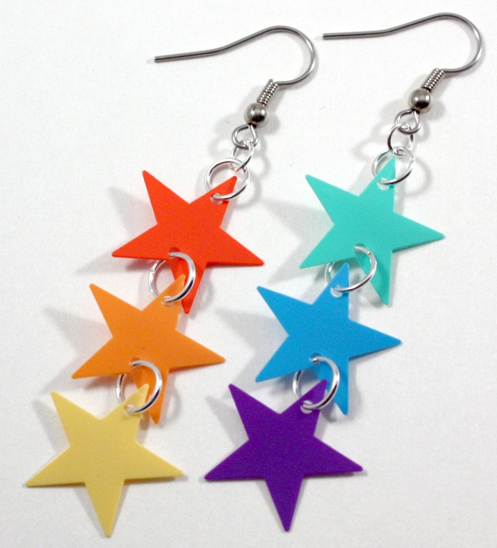 Rainbow star earrings deals