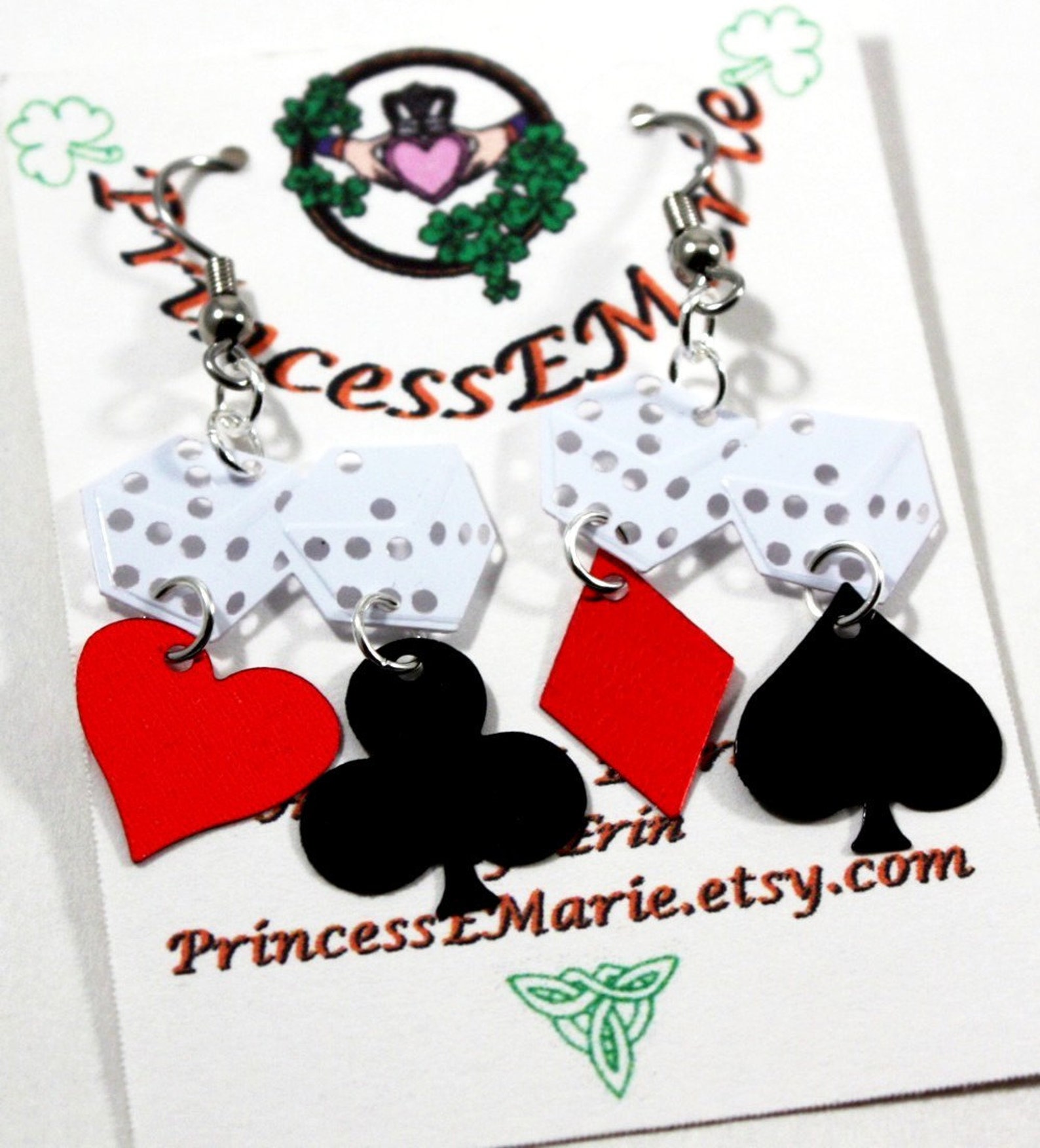 Casino Dice Earrings Hearts Clubs Diamonds Spades Confetti Etsy