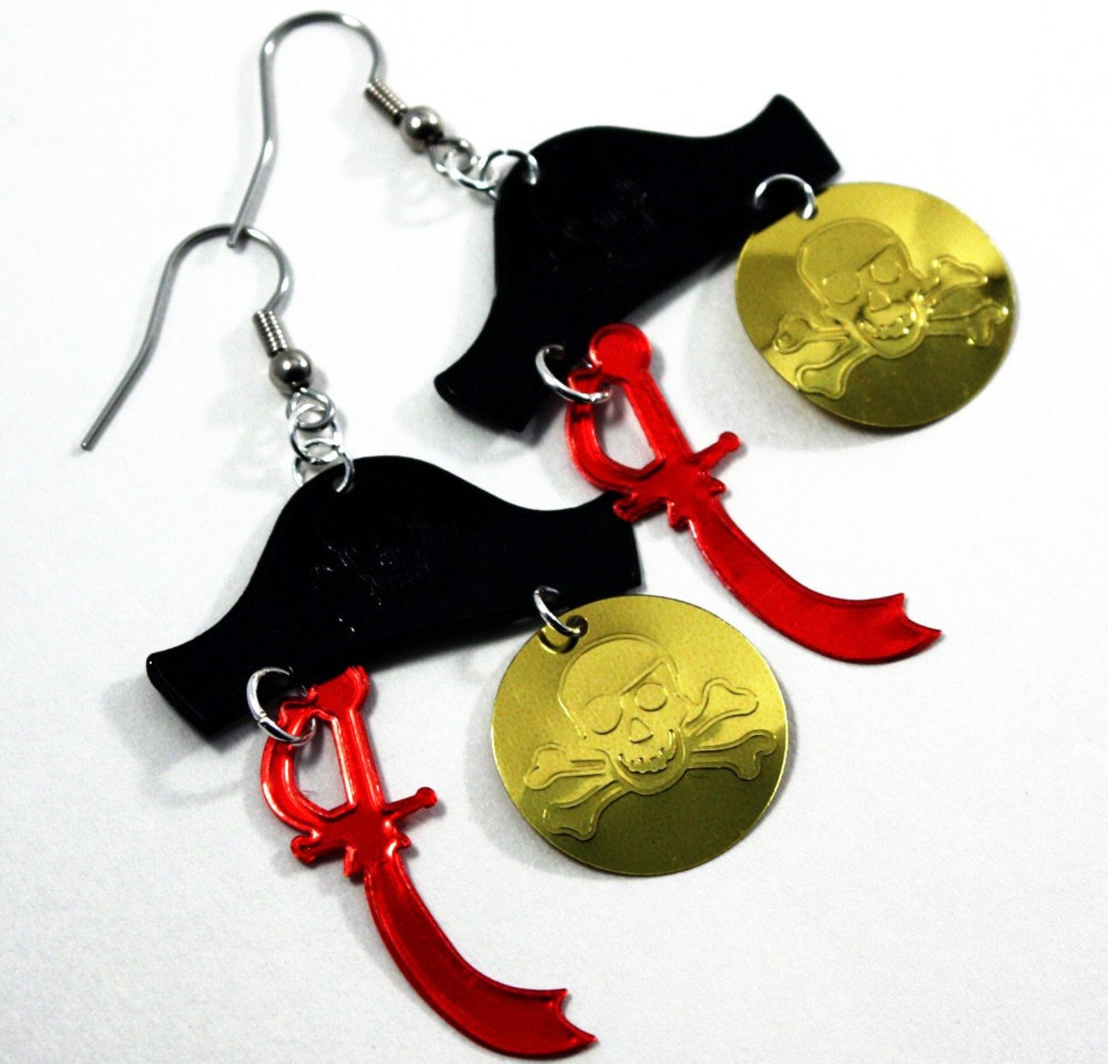 Swashbuckling Pirate Earrings Halloween Earrings Pirate Hat Etsy