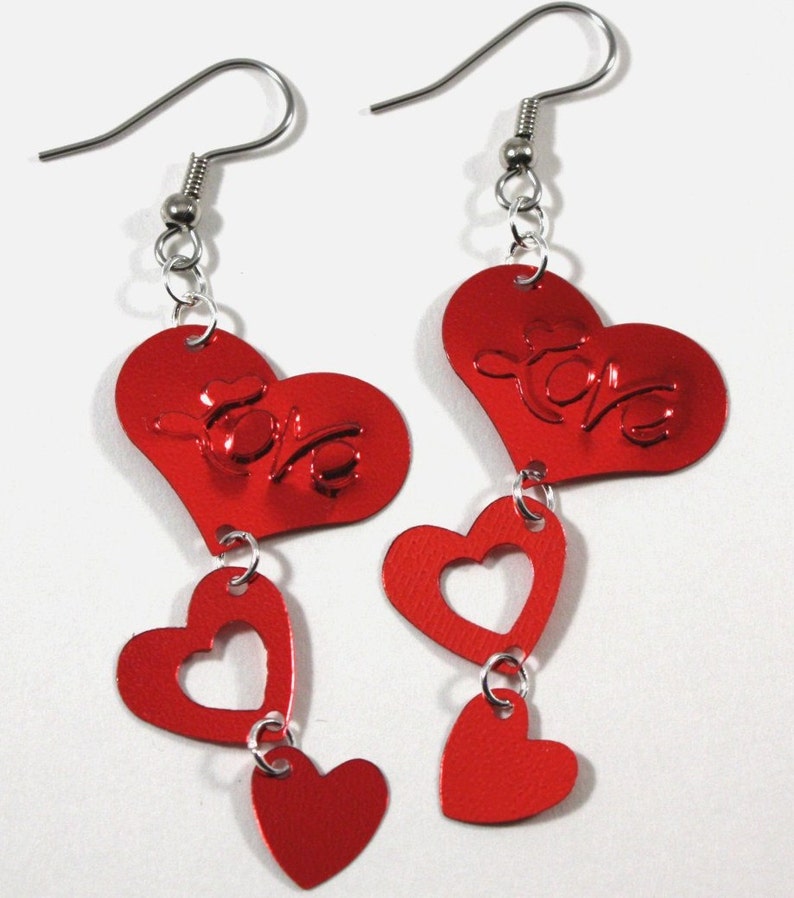 Valentines Day Earrings Love Heart Earrings Red Hearts Etsy
