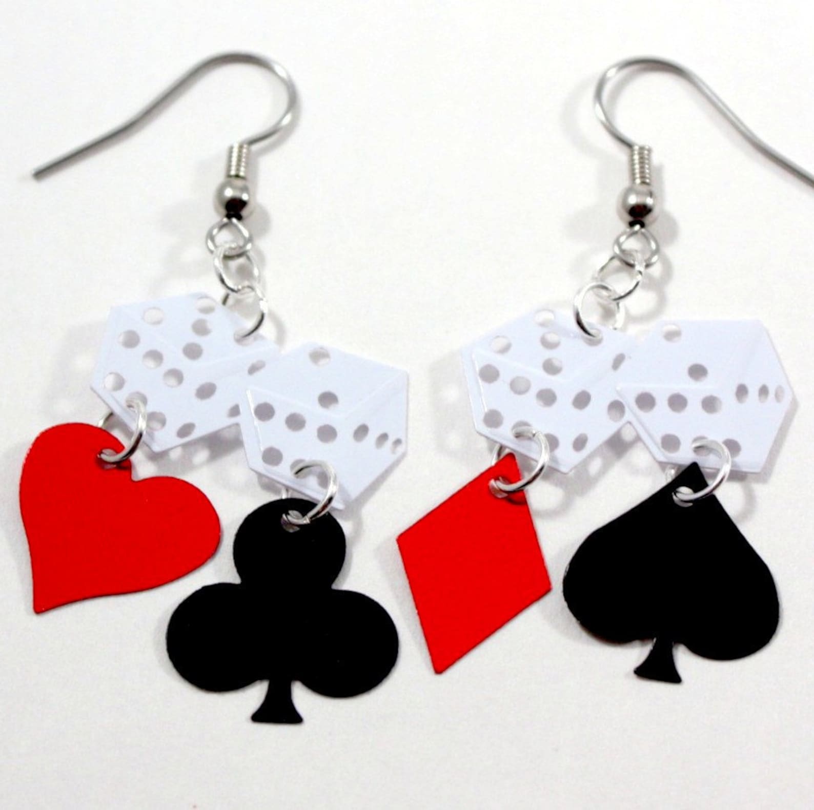 Casino Dice Earrings Hearts Clubs Diamonds Spades Confetti Etsy