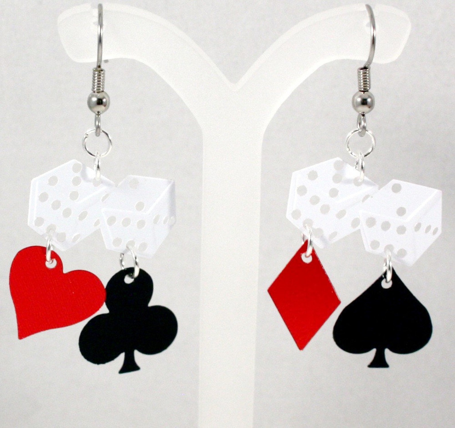 Casino Dice Earrings Hearts Clubs Diamonds Spades Confetti Etsy